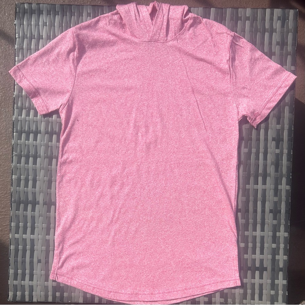 Size Sm Next Level Apparel Unisex Heather Pink Short Sleeve Hoodie Tee NEW